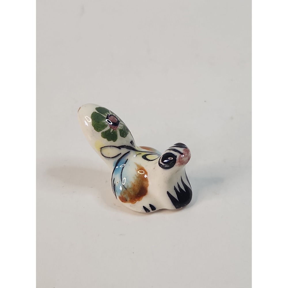 Vtg Tonala Mexico Pottery Mini Skunk / Bird Figurine Hand Painted Ceramic 1"